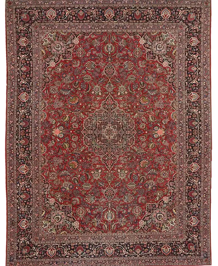 9 X 12 Antique Kashan Wool Rug