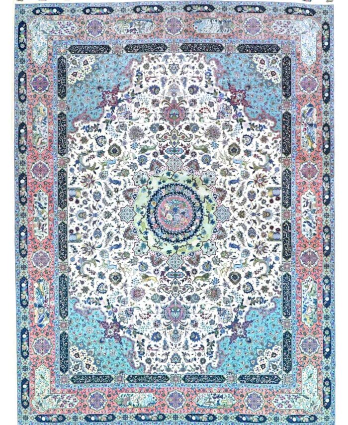 10 x 13 New Tabriz Wool-Silk Area Rug - pineville rug gallery - charlotte nc