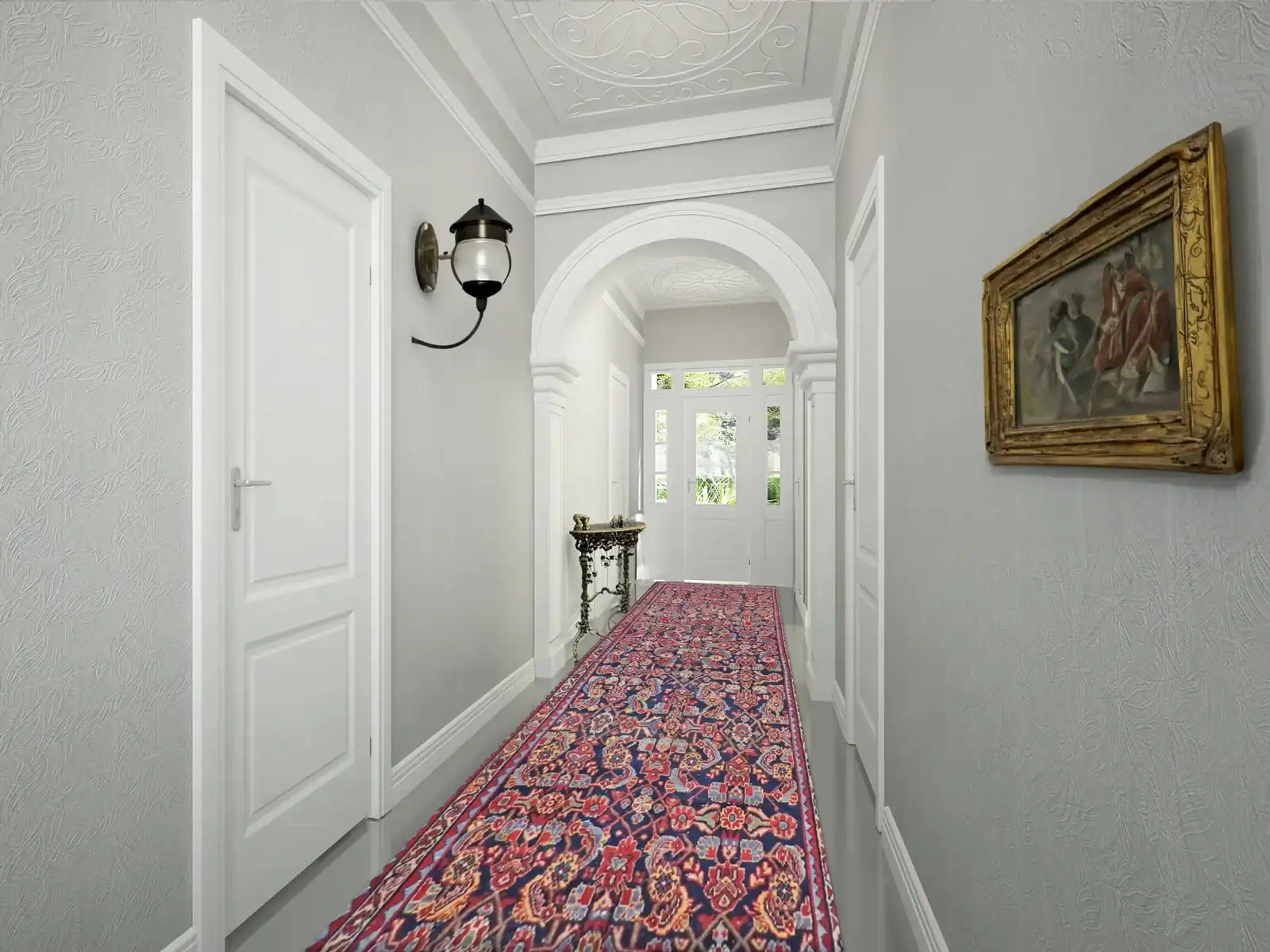 4 x 15 Antique Mahal Persian Wool Runner Rug - Image 2