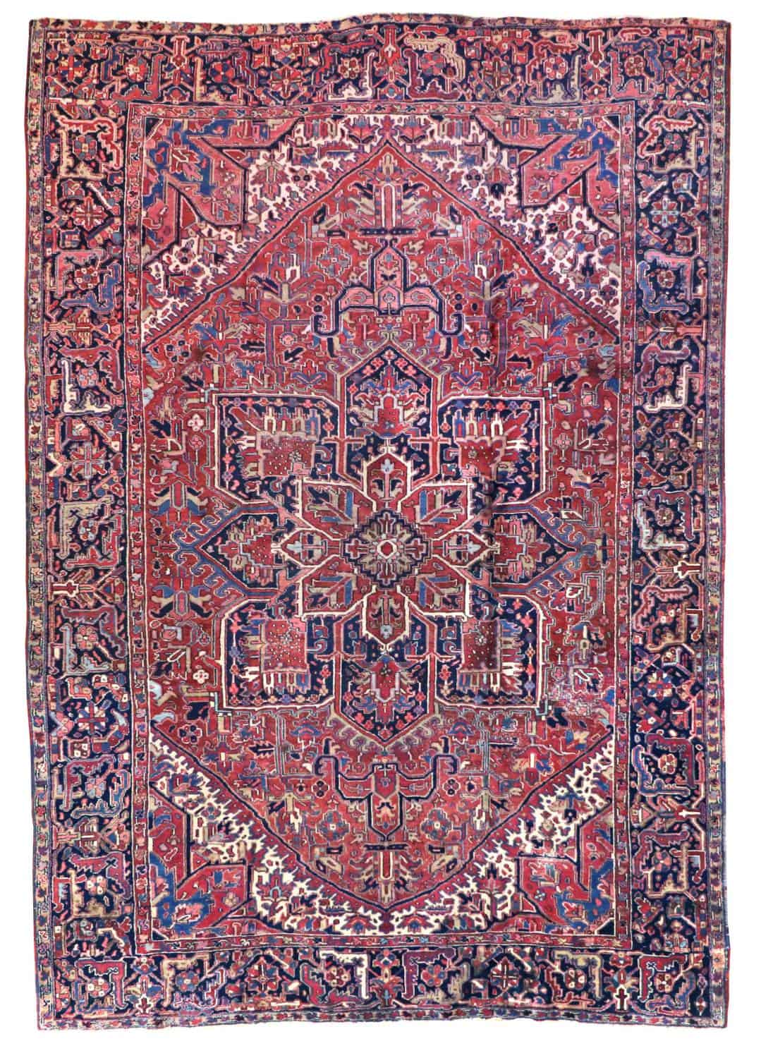 9 x 12 Antique Heriz Wool Area Rug - pineville rug gallery - charlotte nc