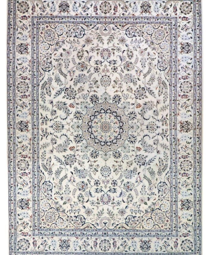 9 x 12 New Nain India Wool-Silk Area Rug - pineville rug gallery - charlotte nc