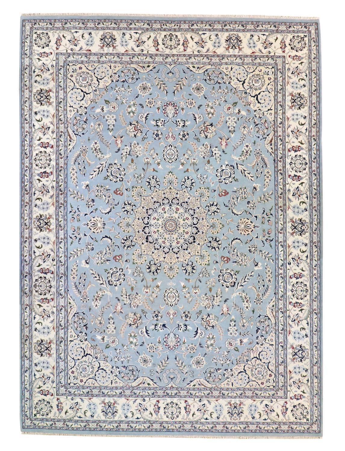 9 x 12 New Nain India Wool Silk Area Rug - pineville rug gallery - charlotte nc