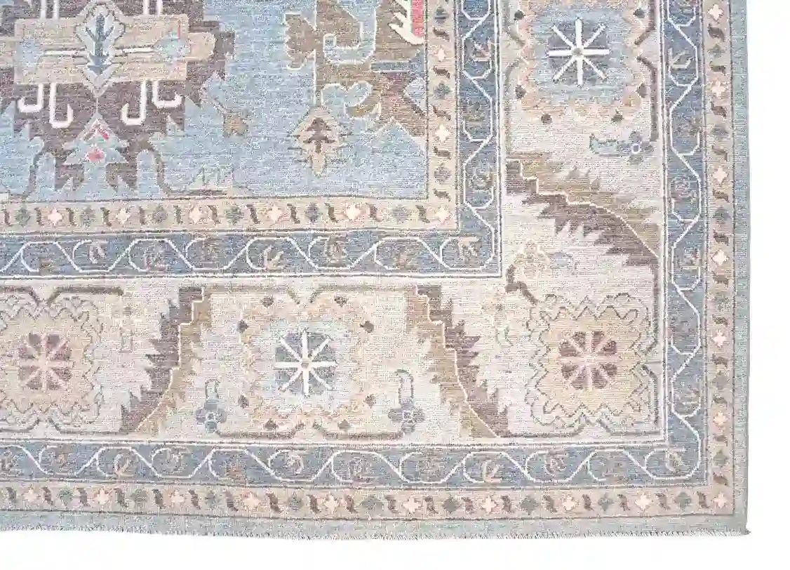 10 x 14 New Oushak Afghan Wool Area Rug Border Details - pineville rug gallery - charlotte nc