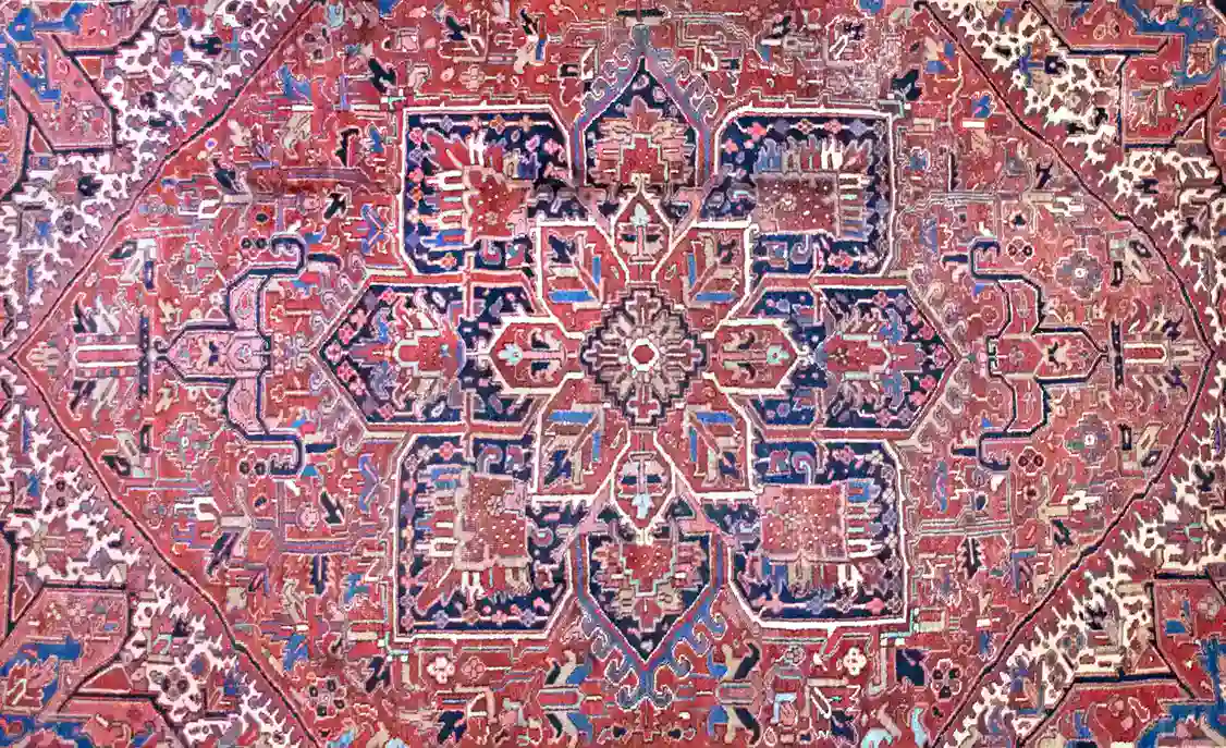 9 x 12 Antique Heriz Wool Area Rug Design Details - pineville rug gallery - charlotte nc