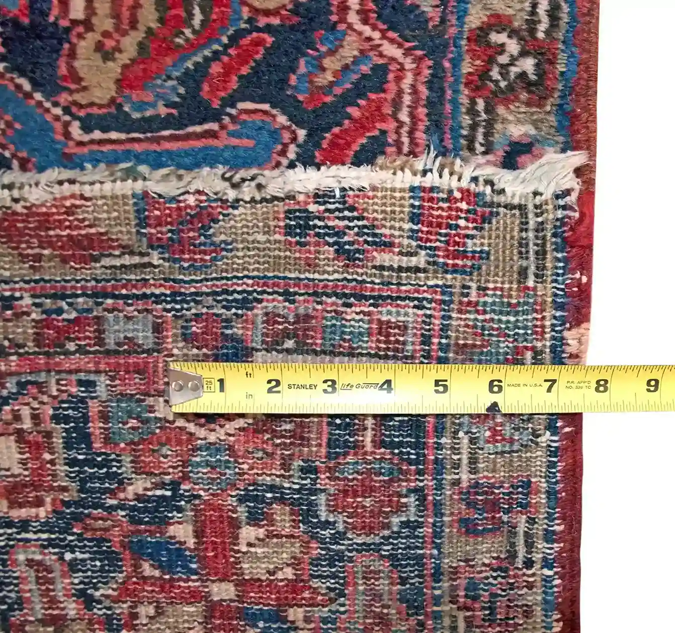 9 x 12 Antique Heriz Wool Area Rug Measurement Details - pineville rug gallery - charlotte nc