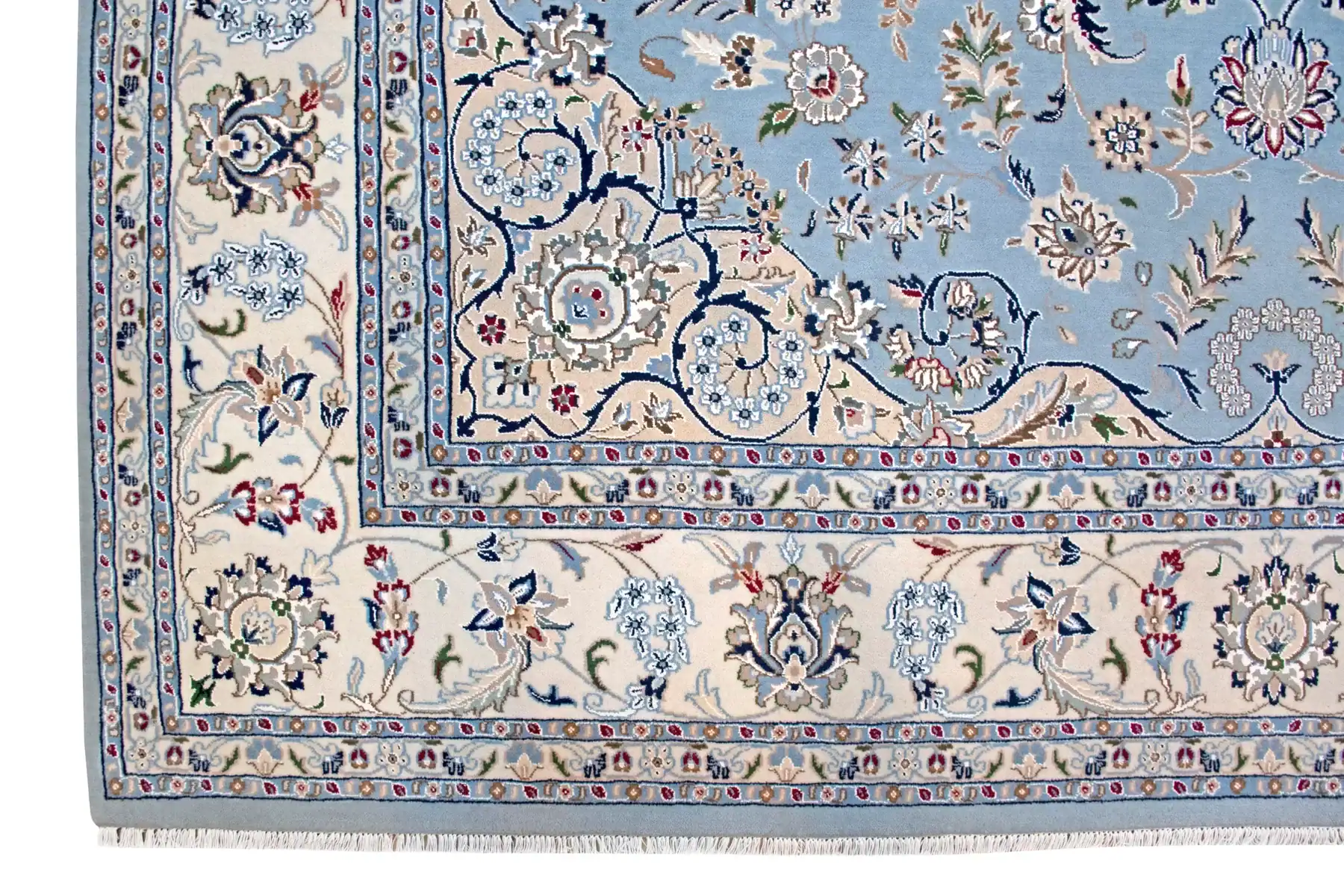 9 x 12 New Naien India Wool Silk Area Rug Border Details - pineville rug gallery - charlotte nc
