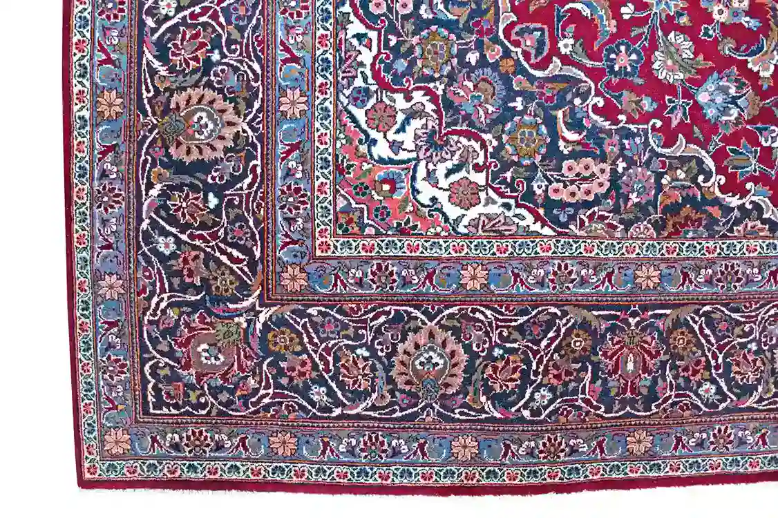 9 x 12 New Kashan Wool Area Rug border - pineville rug gallery - charlotte nc