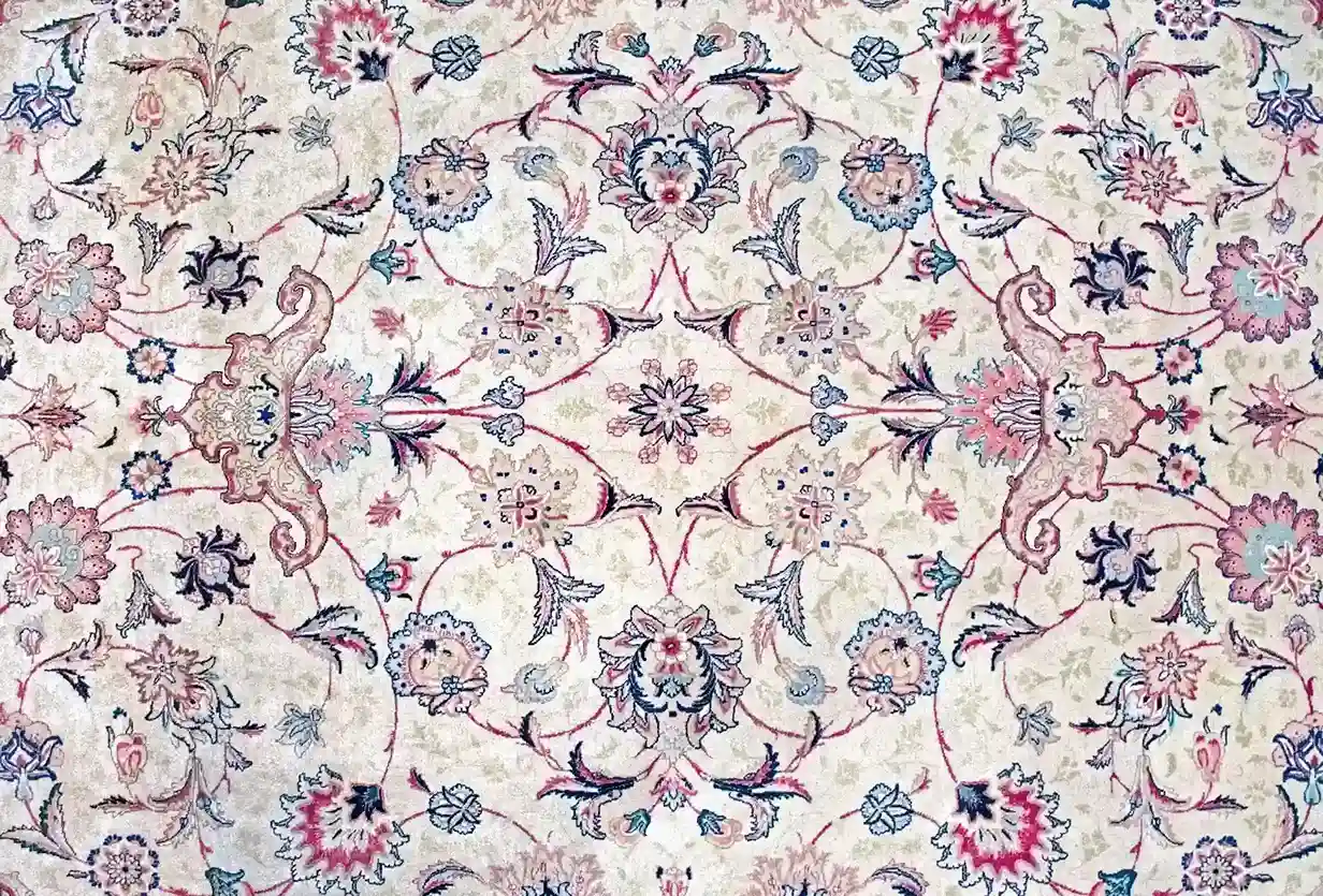 8 x 11 Old Tabriz Persian Wool Silk Area Rug Design Details- pineville rug gallery - charlotte nc