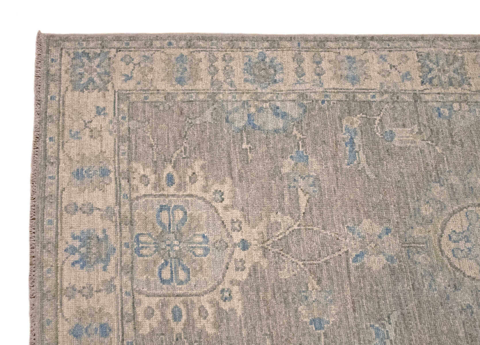 3 x 10 Wool Oushak Runner Rug Border Details - pineville rug gallery - charlotte nc