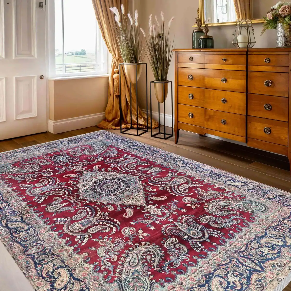 9 x 12 Antique Kerman Persian Wool Rug - Image 2