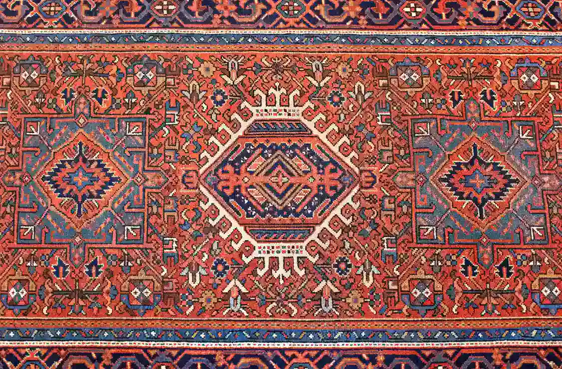 5 x 7 Antique Persian Heriz Wool Rug - Image 4