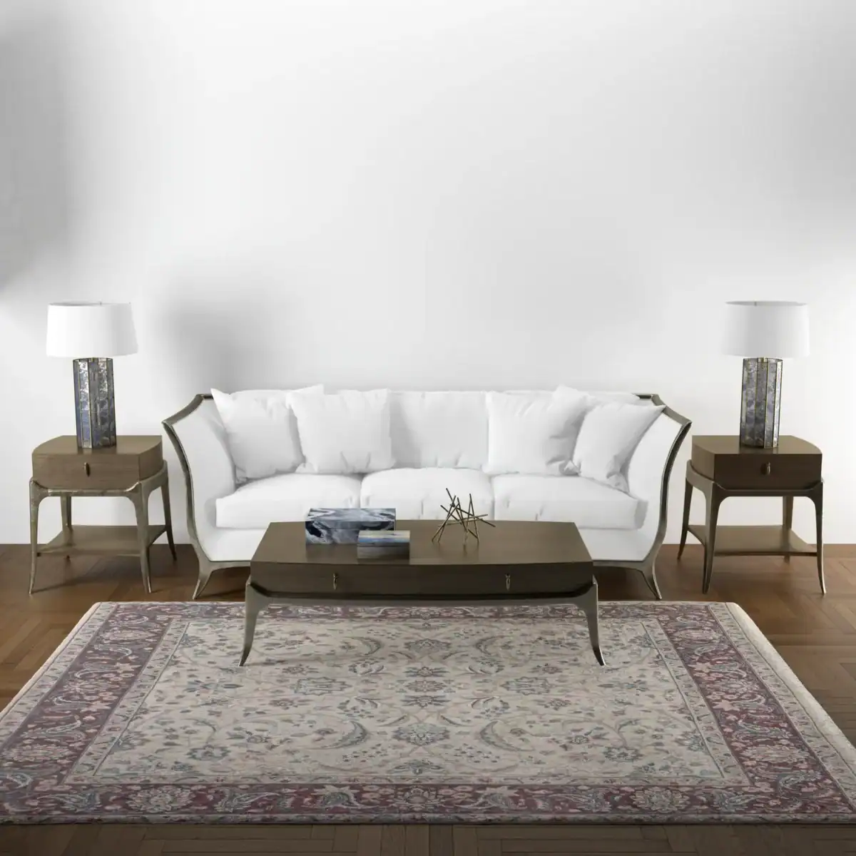 6 x 6 Heriz Kashan Persian Wool Rug - Image 2