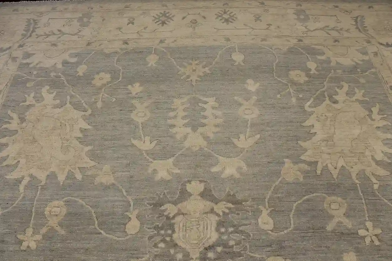 9 x 12 Light Blue Afghan Oushak Rug - Image 4