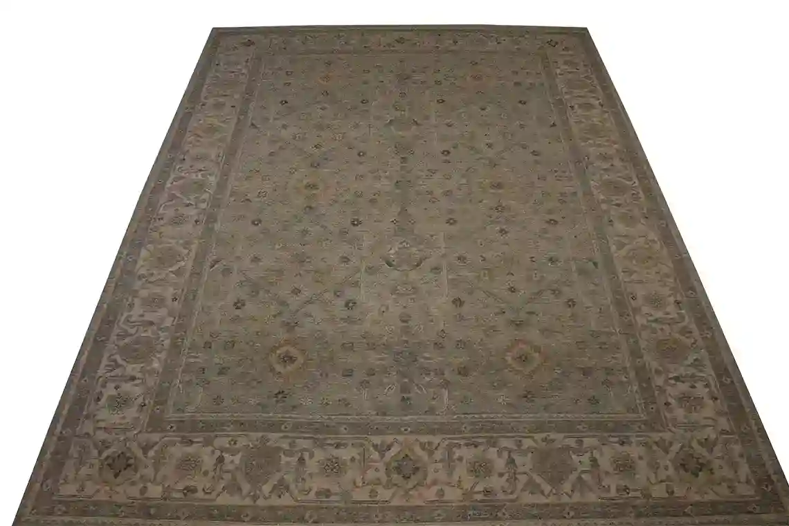 9 x 12 Seafoam Indo-Oushak Wool Rug - Image 8