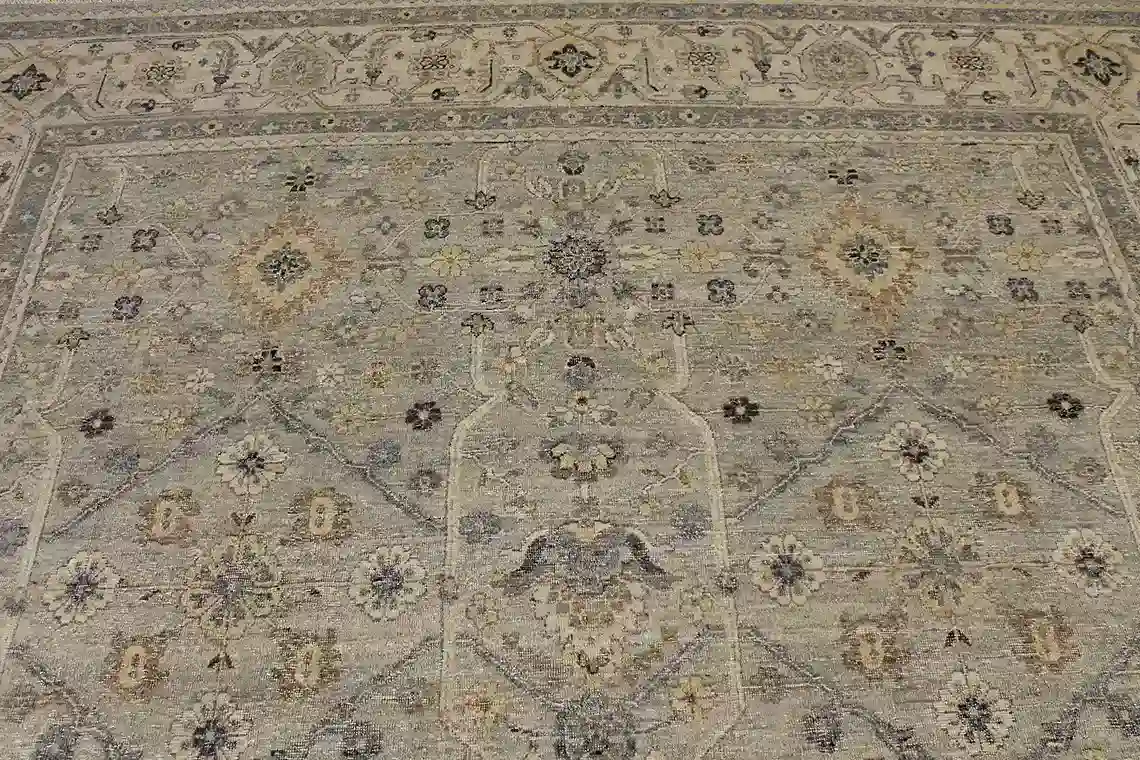 9 x 12 Seafoam Indo-Oushak Wool Rug - Image 3