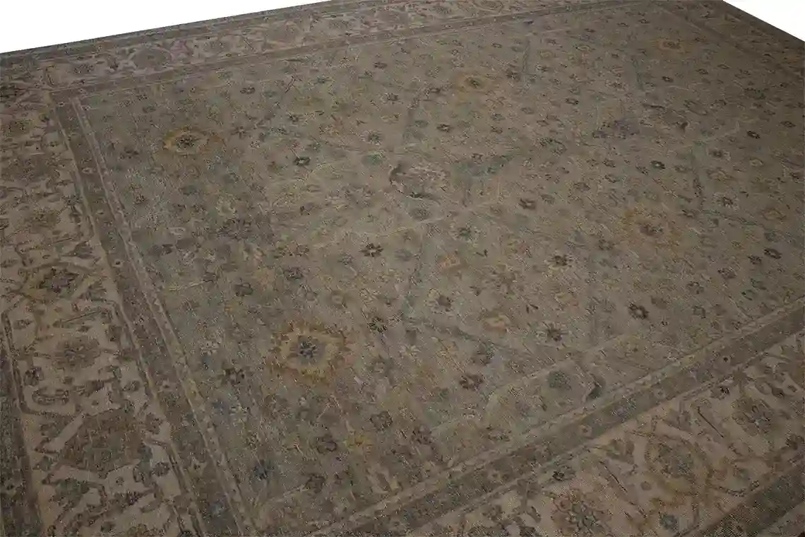 9 x 12 Seafoam Indo-Oushak Wool Rug - Image 9