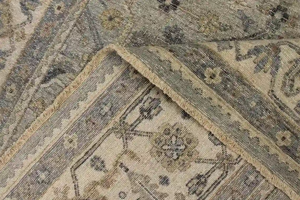9 x 12 Seafoam Indo-Oushak Wool Rug - Image 6