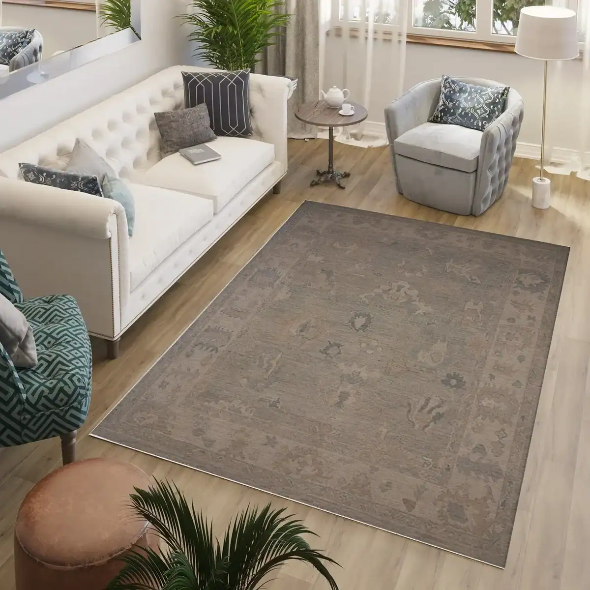 9 x 12 French Blue Oushak Area Rug - Image 2